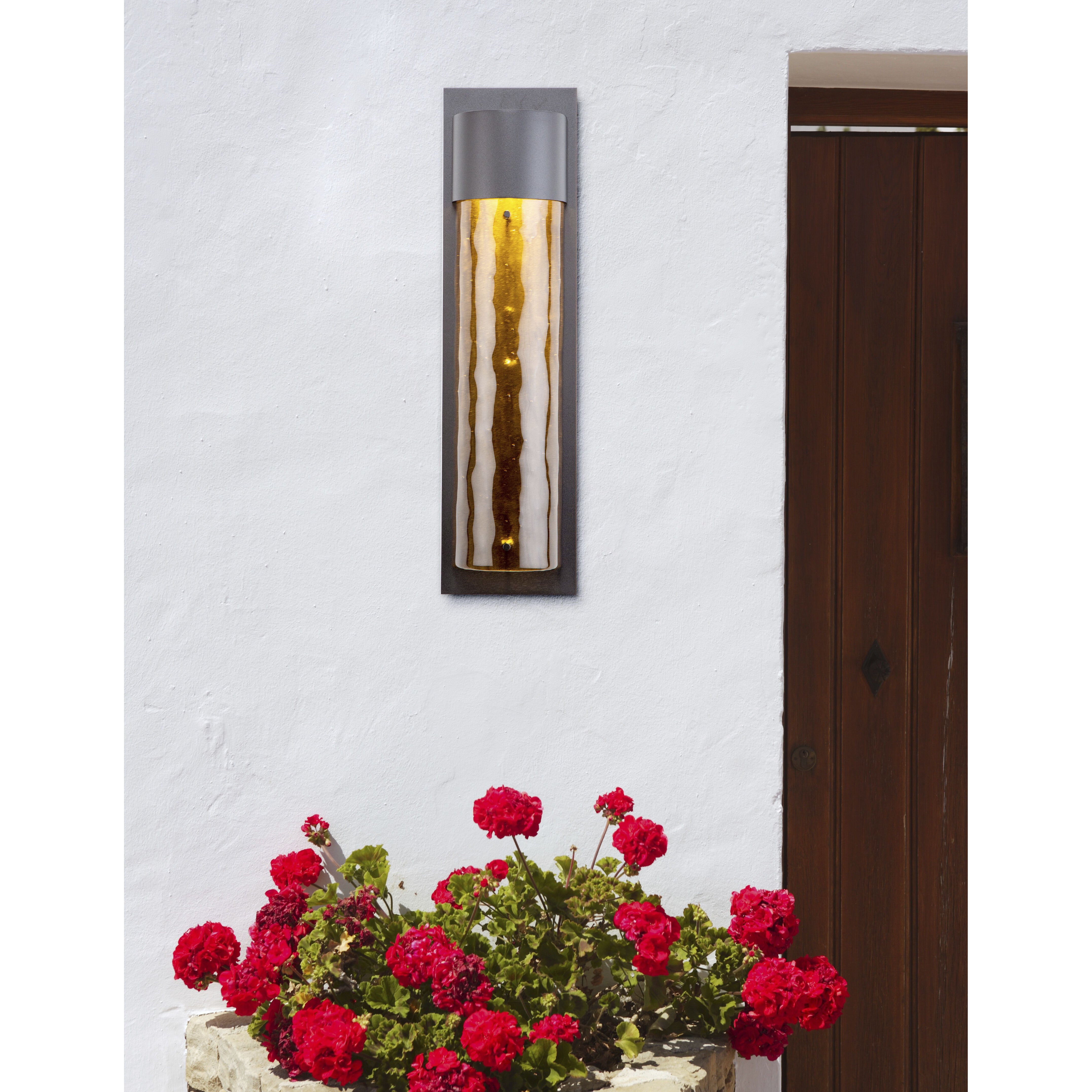 Outdoor Round Motif LED 26 inch Statuary Bronze Outdoor Sconce in 3000K LED, Smoke Granite, Medium Round